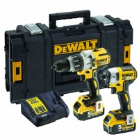 Dewalt DCK276P2 XR18V Brushless Twin Pack DCD996 Combi + DCF887 Impact Driver 2 x 5.0Ah Batteries & Tough System £336.00